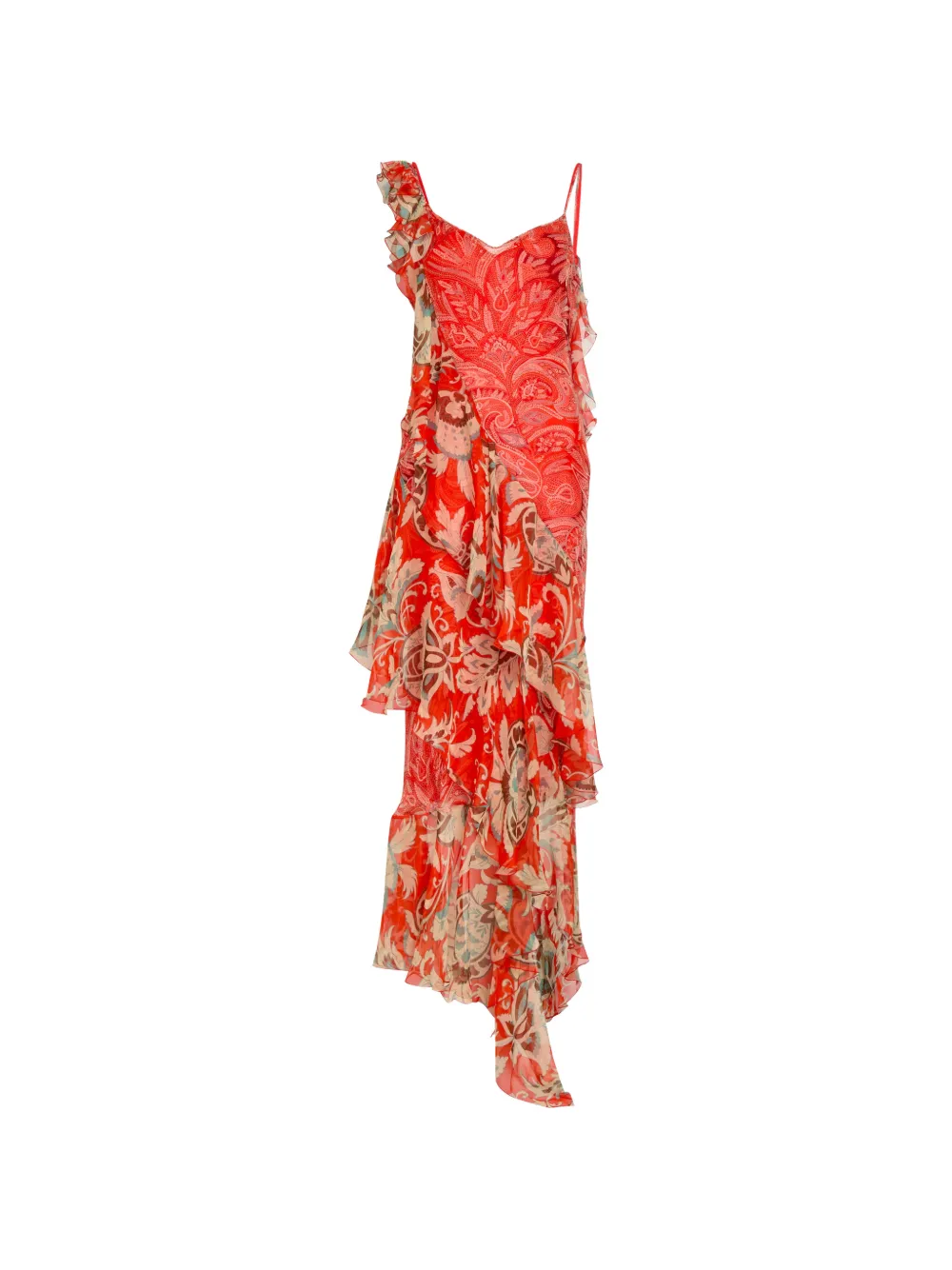 ETRO Paisley-print ruffled dress - Rosso