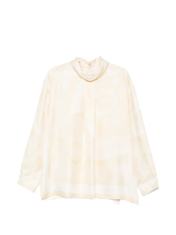 Carven Patterned High-neck Top in Neutrals