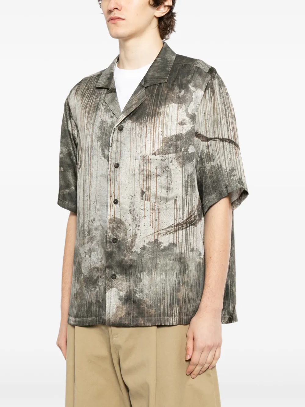  Ziggy Chen Printed Silk Shirt - Grey 