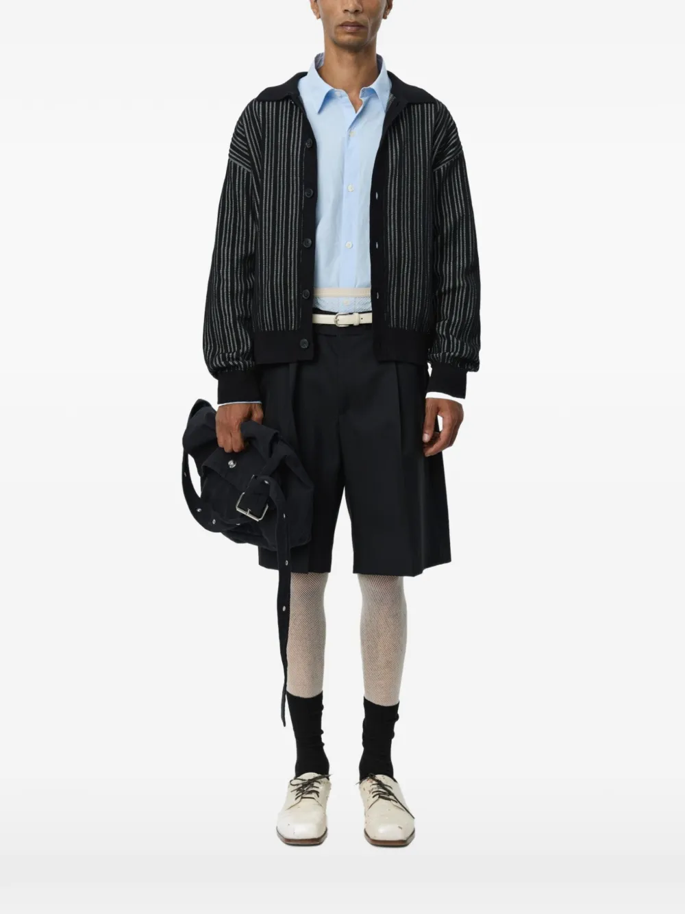 mfpen striped button-up cardigan - Nero