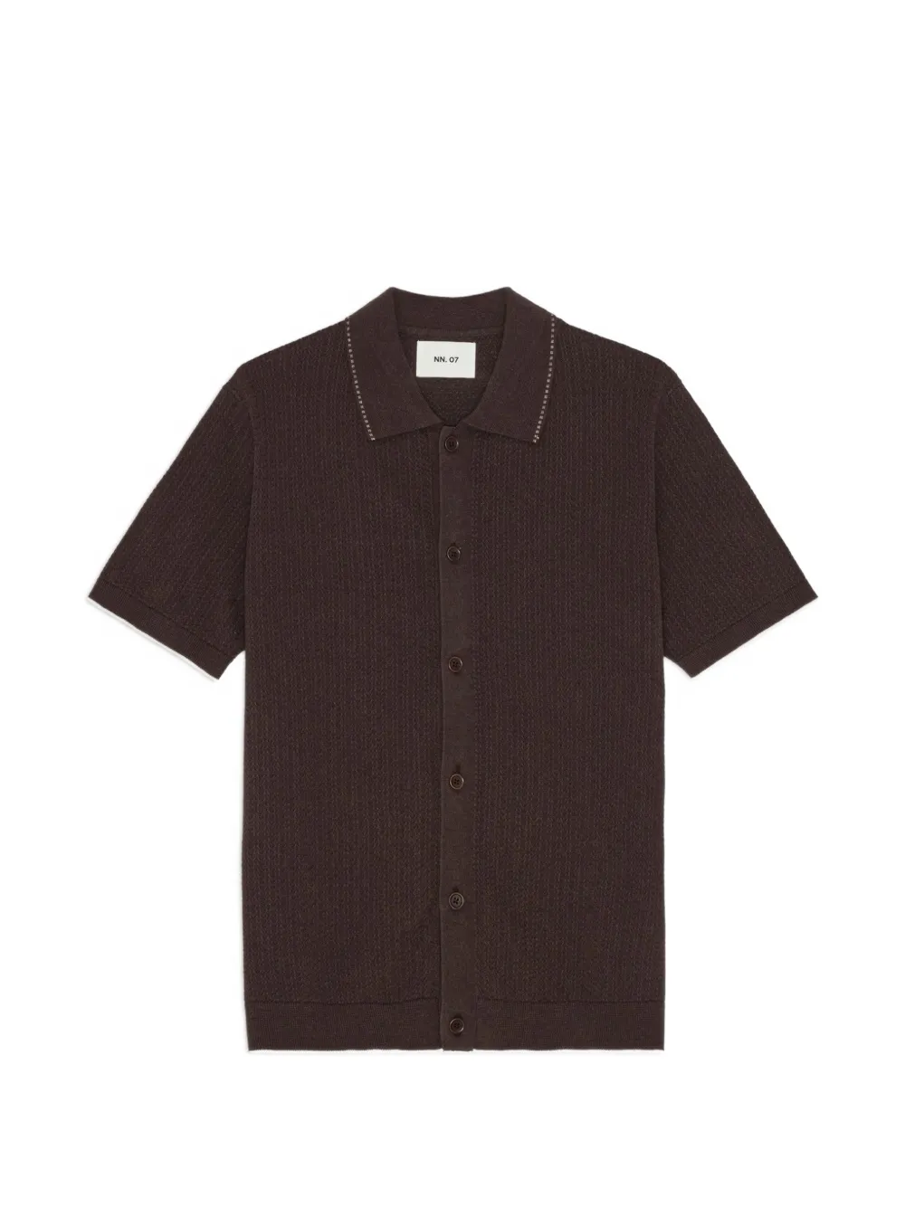 Nn07 Nalo Textured-knit Shirt In Brown