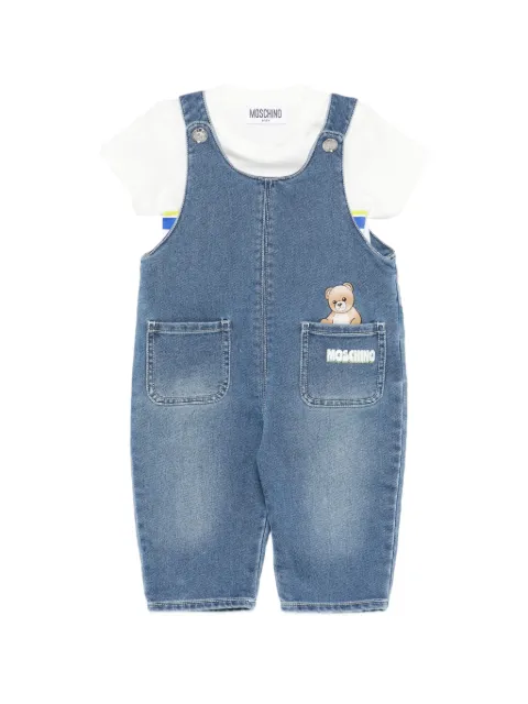 Moschino Kids teddy graphic dungarees set (set of two)