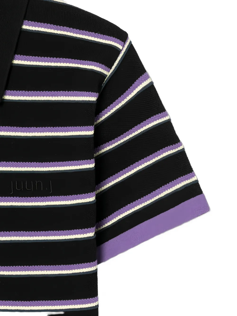 Juun.J Gestreept poloshirt Zwart