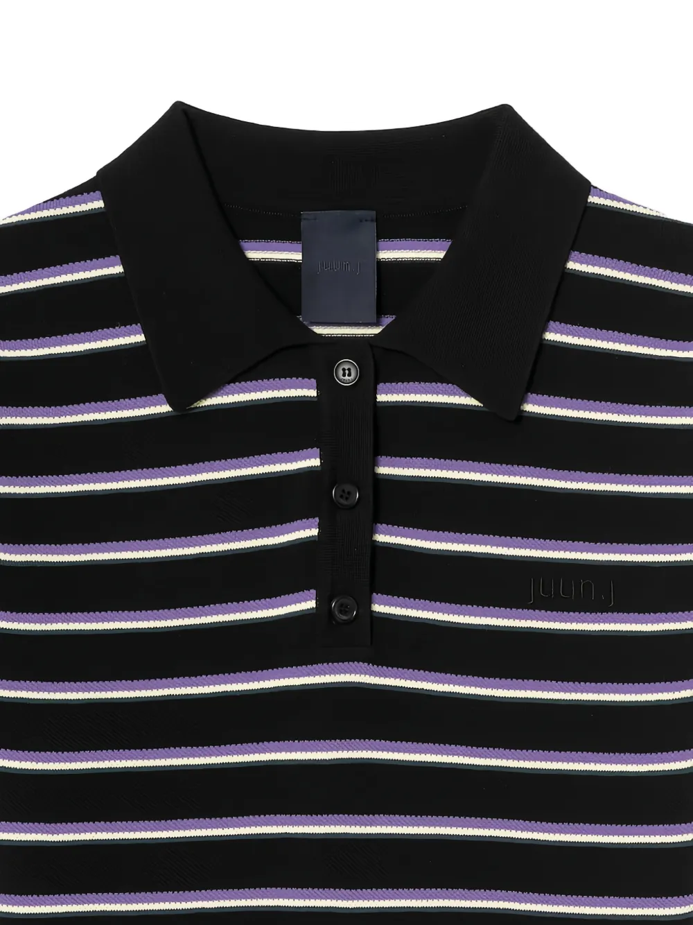 Juun.J Gestreept poloshirt Zwart