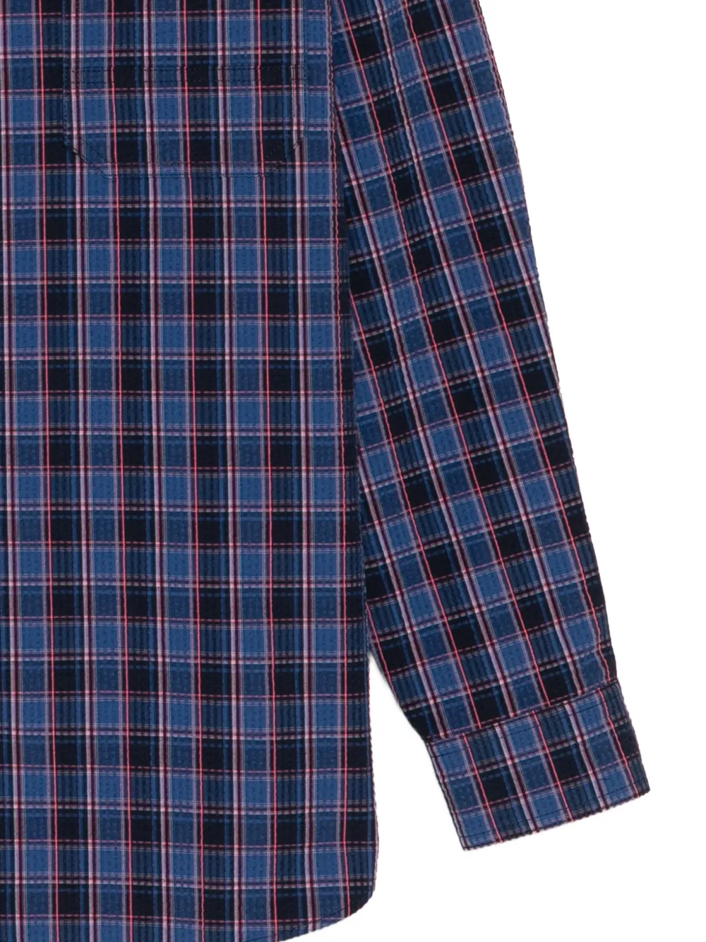 Juun.J Geruit seersucker overhemd Blauw