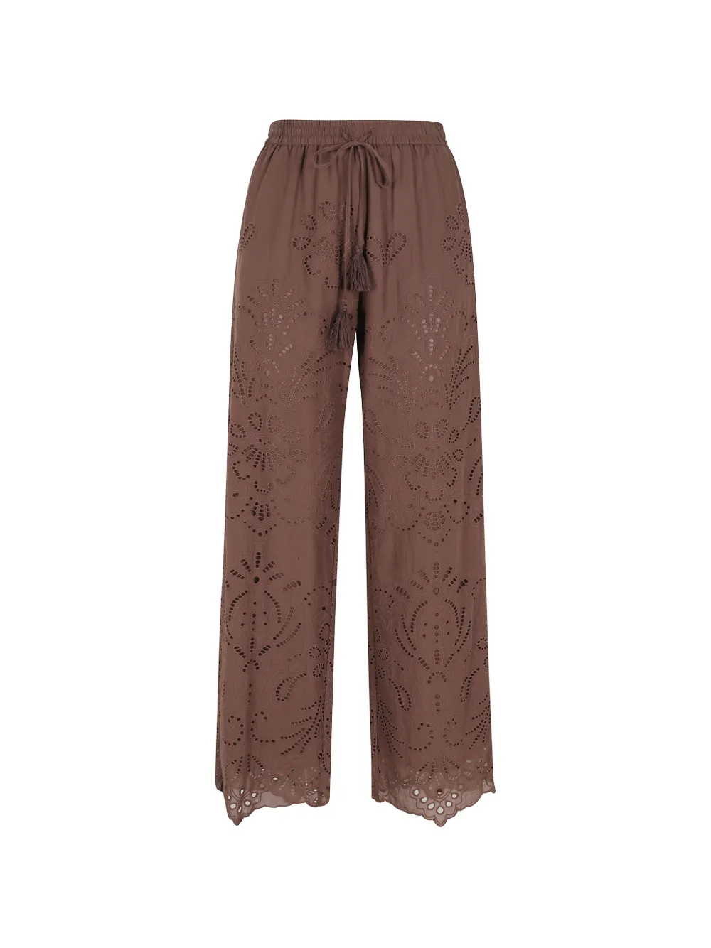 ERMANNO FIRENZE cut-out tassel trousers - Marrone