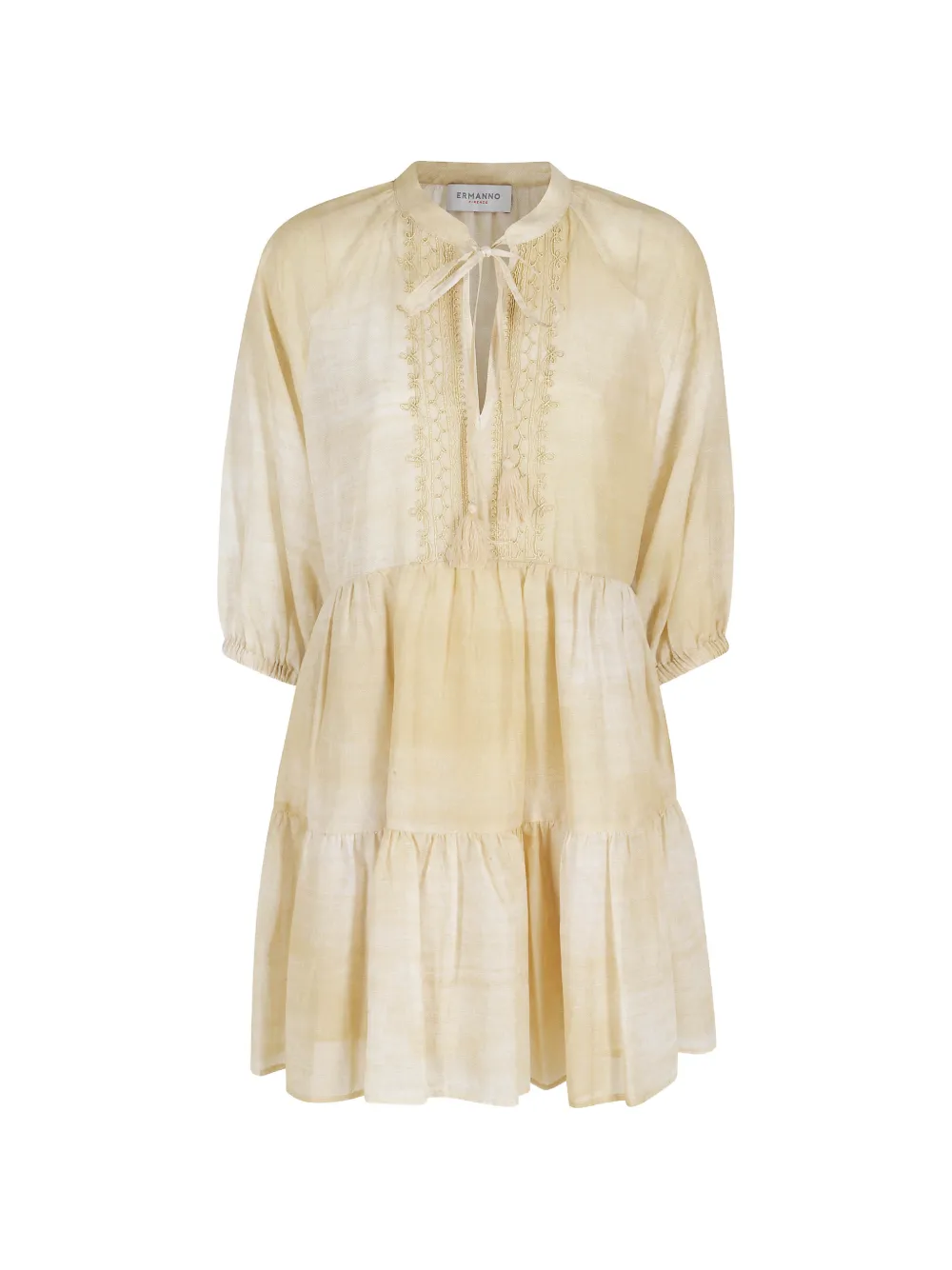 ERMANNO FIRENZE tie-neck tiered dress - Toni neutri