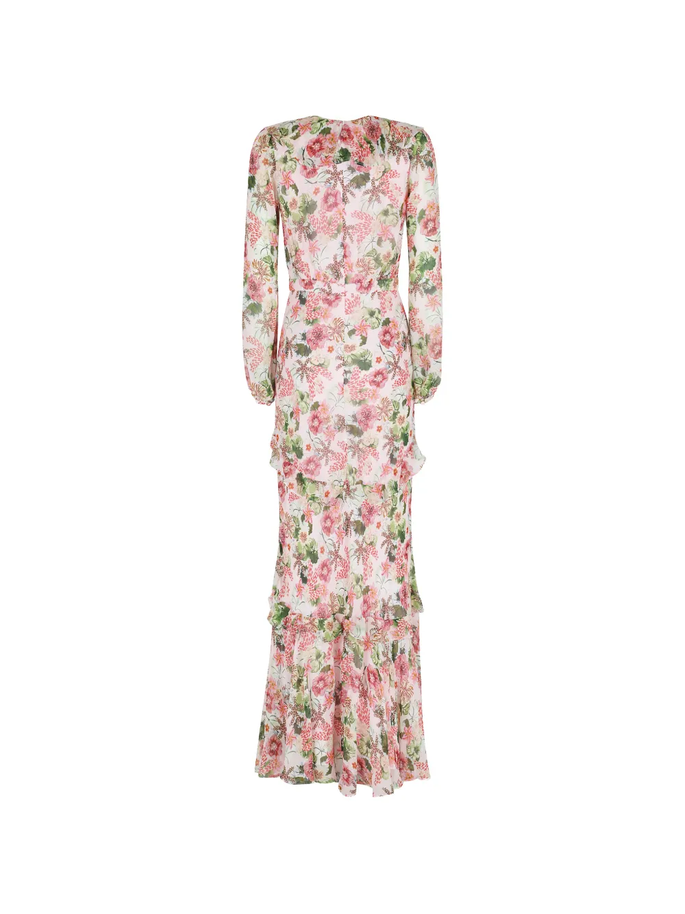 Saloni Ruffled Floral Dress - Pink 