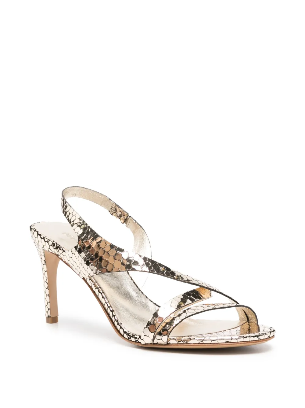 Del Carlo Cannes 11527 sandalen met slangen-effect en bandjes Goud