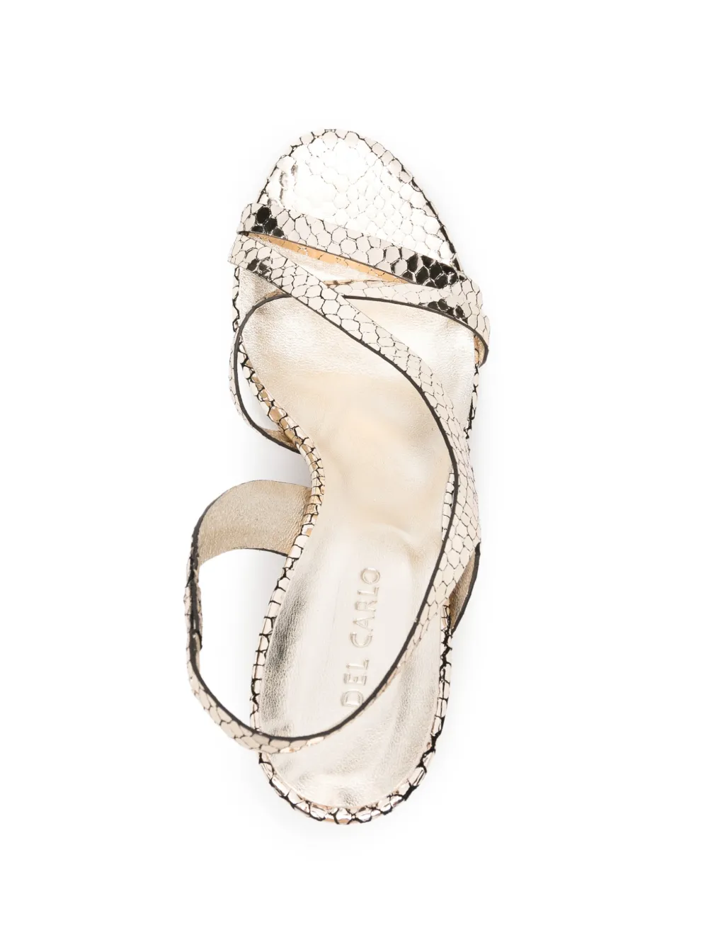 Del Carlo Cannes 11527 sandalen met slangen-effect en bandjes Goud