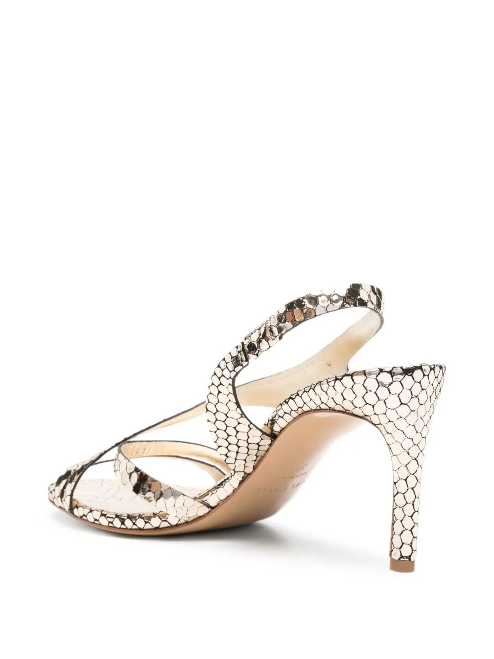Del Carlo Cannes 11527 sandalen met slangen-effect en bandjes Goud