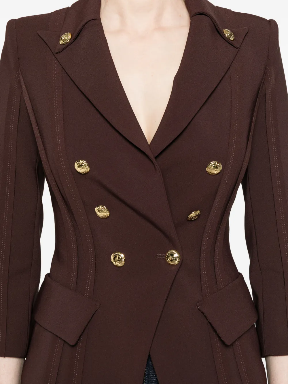Elisabetta Franchi Jack van gelaagde stretch crêpe stof met gerafelde afwerking Bruin