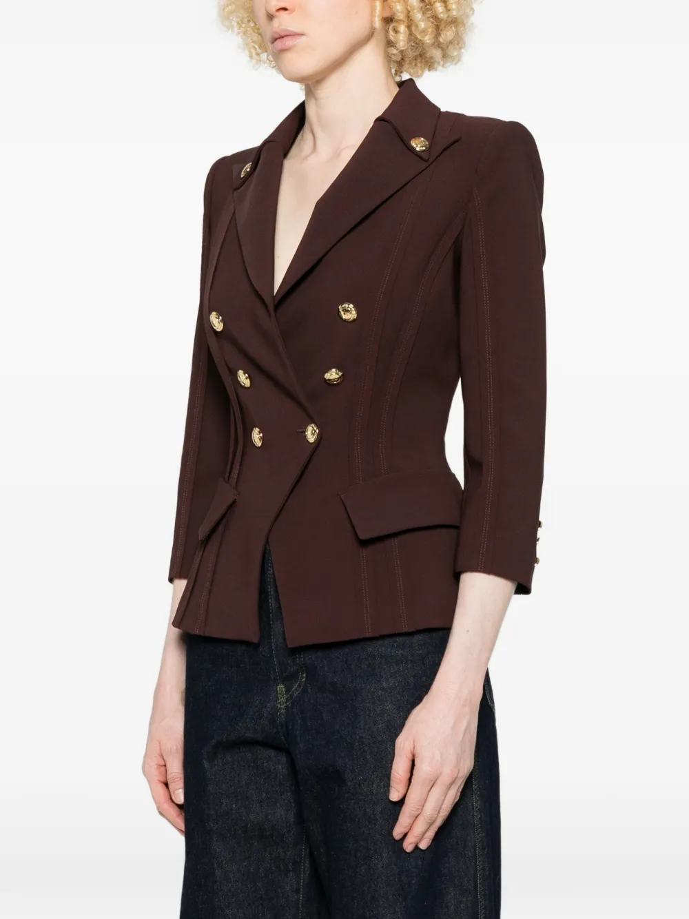 Elisabetta Franchi Jack van gelaagde stretch crêpe stof met gerafelde afwerking Bruin