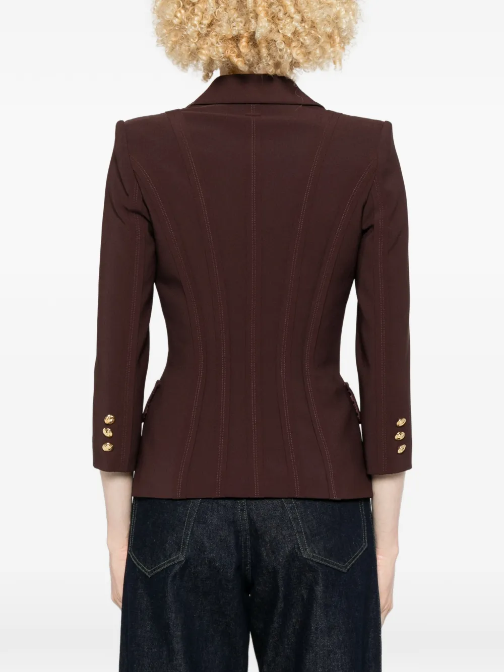 Elisabetta Franchi Jack van gelaagde stretch crêpe stof met gerafelde afwerking Bruin