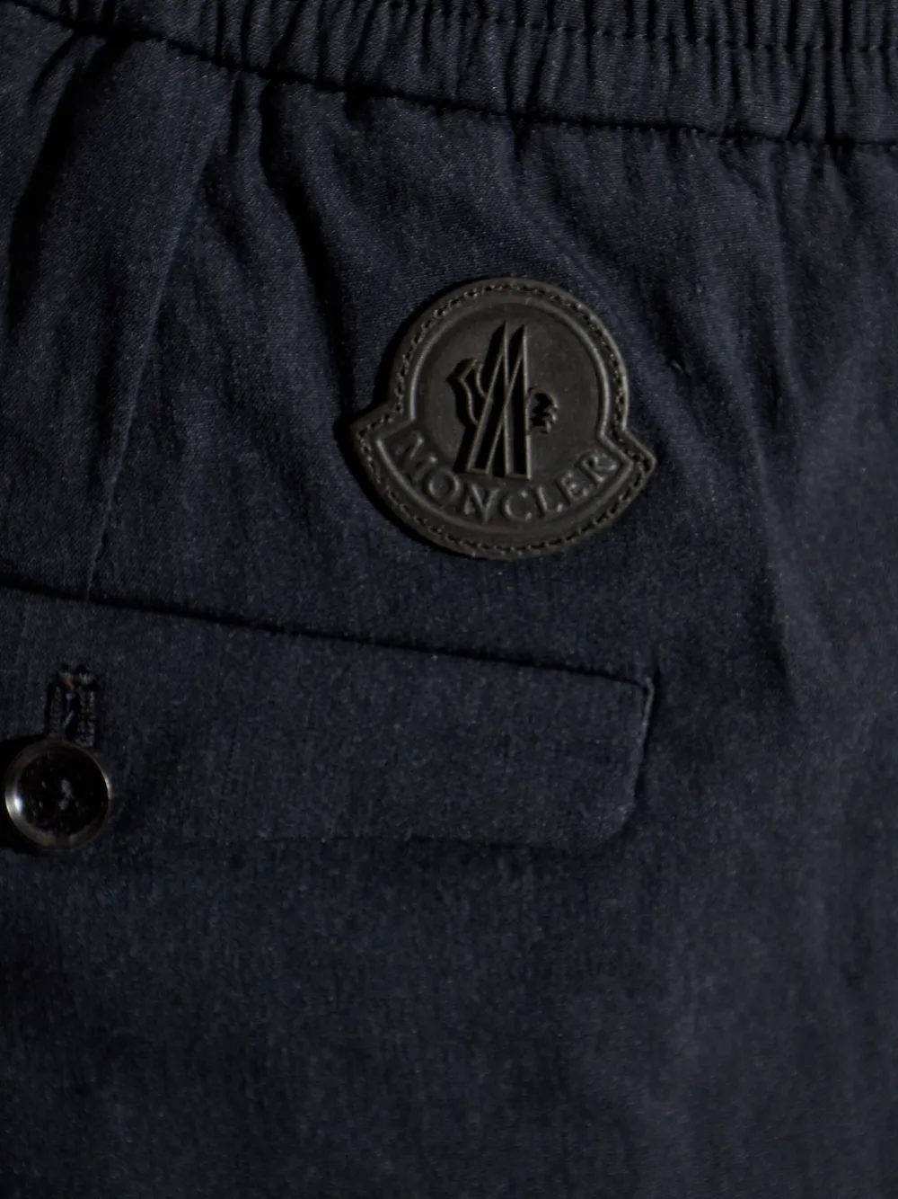 Moncler Technical linnen broek met logopatch Blauw