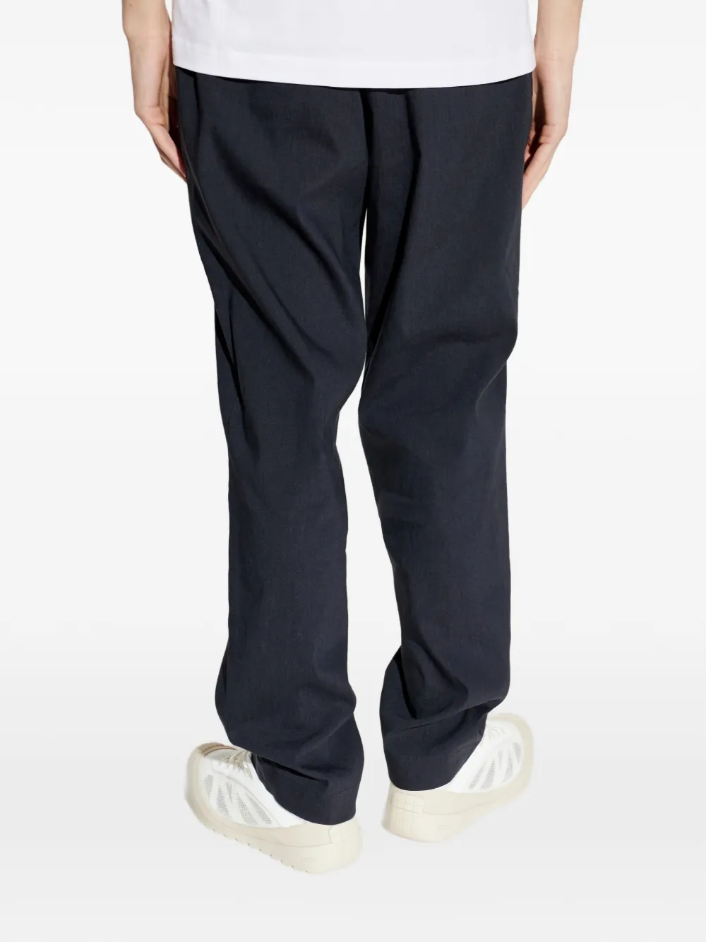 Moncler Technical linnen broek met logopatch Blauw