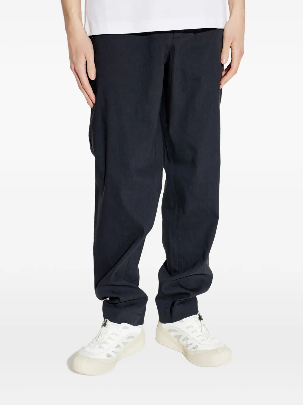 Moncler Technical linnen broek met logopatch Blauw