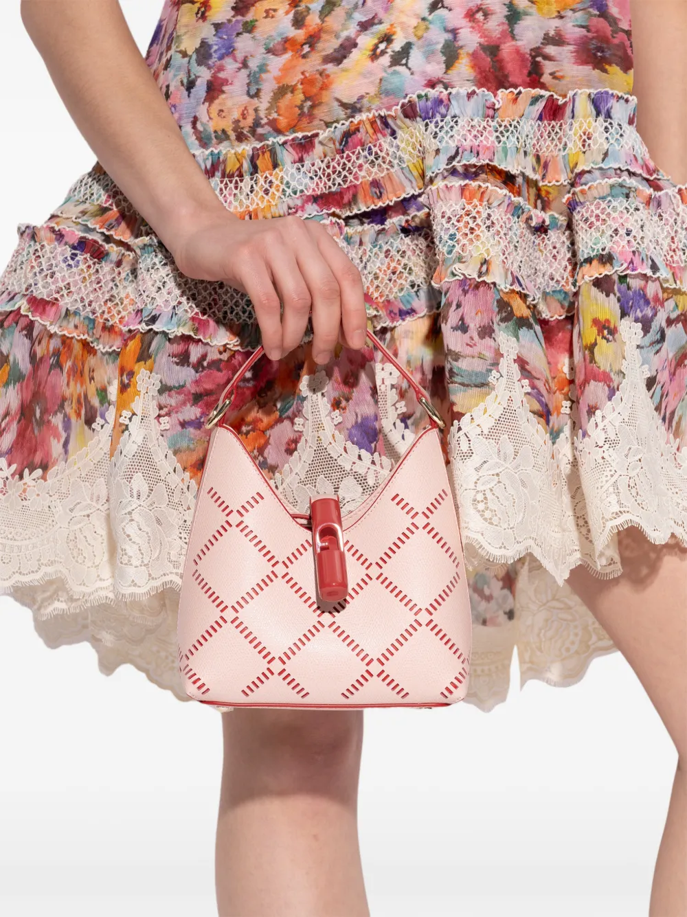  Furla Goccia Patterned Tote Bag - Pink 