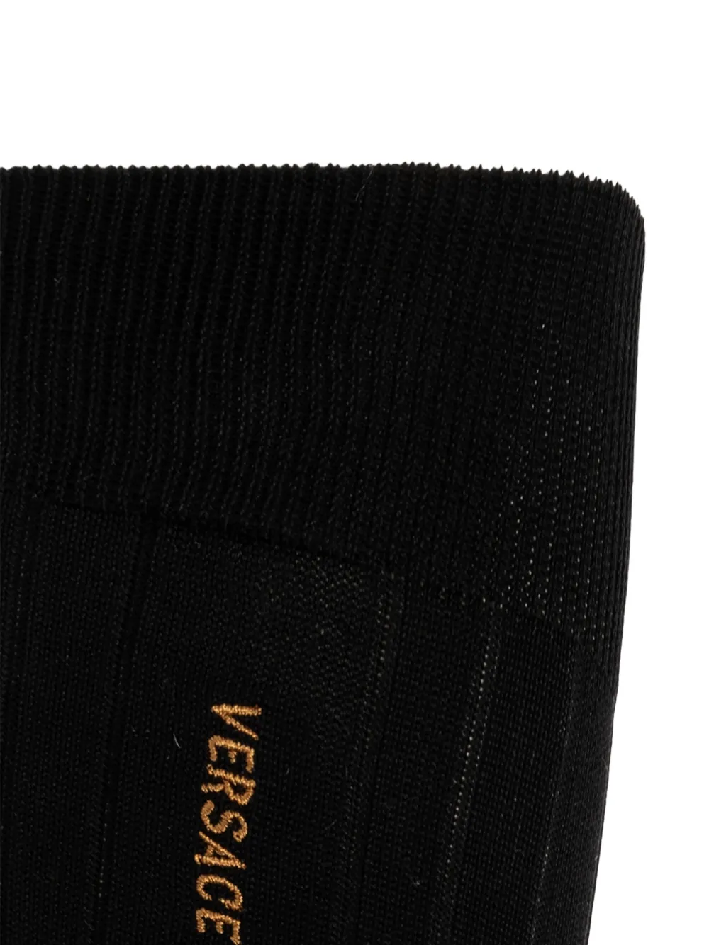  Versace Chaussettes Côtelées à Logo - Noir 