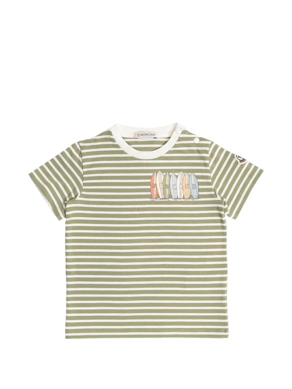 MONCLER アイボリー ストライプ Tシャツ Moncler Enfant ストライプ Tシャツ | グリーン | FARFETCH JP