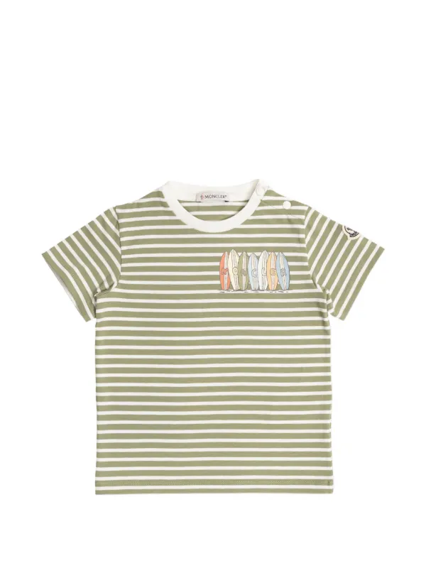 MONCLER アイボリー ストライプ Tシャツ Moncler Enfant ストライプ Tシャツ | グリーン | FARFETCH JP