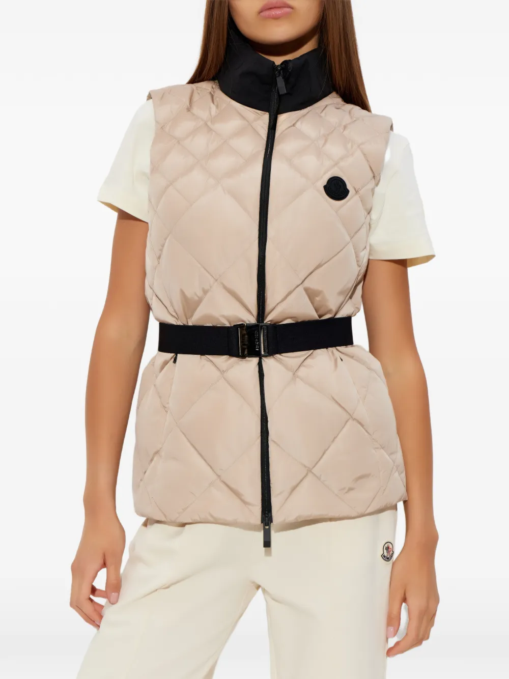 quilted belted gilet