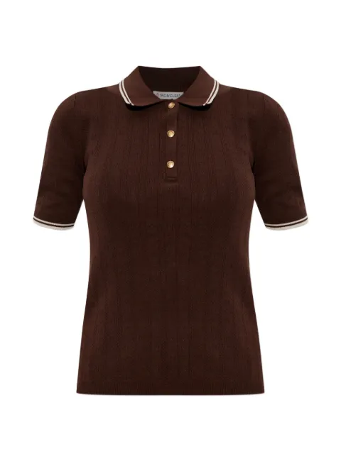 Moncler playera tipo polo de tejido calado con ribete en contraste