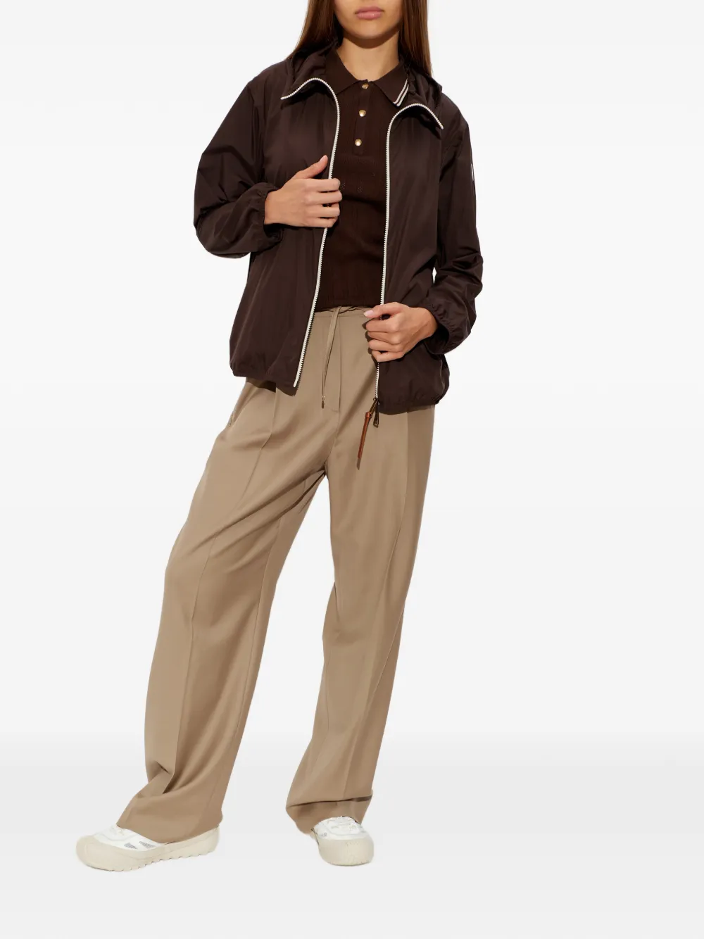  Moncler Buttoned Polo Tops - Brown 