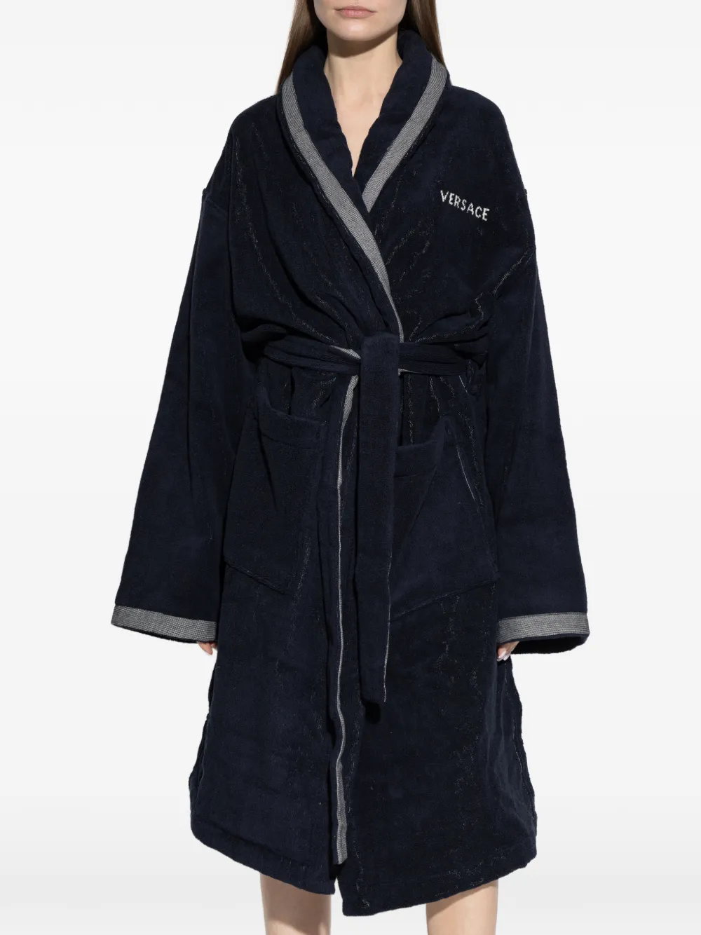 Embroidered-Graphic Cotton Bathrobe