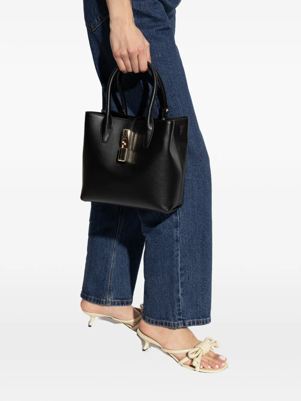 Furla Kleine Goccia shopper met hangslot en handvat Zwart