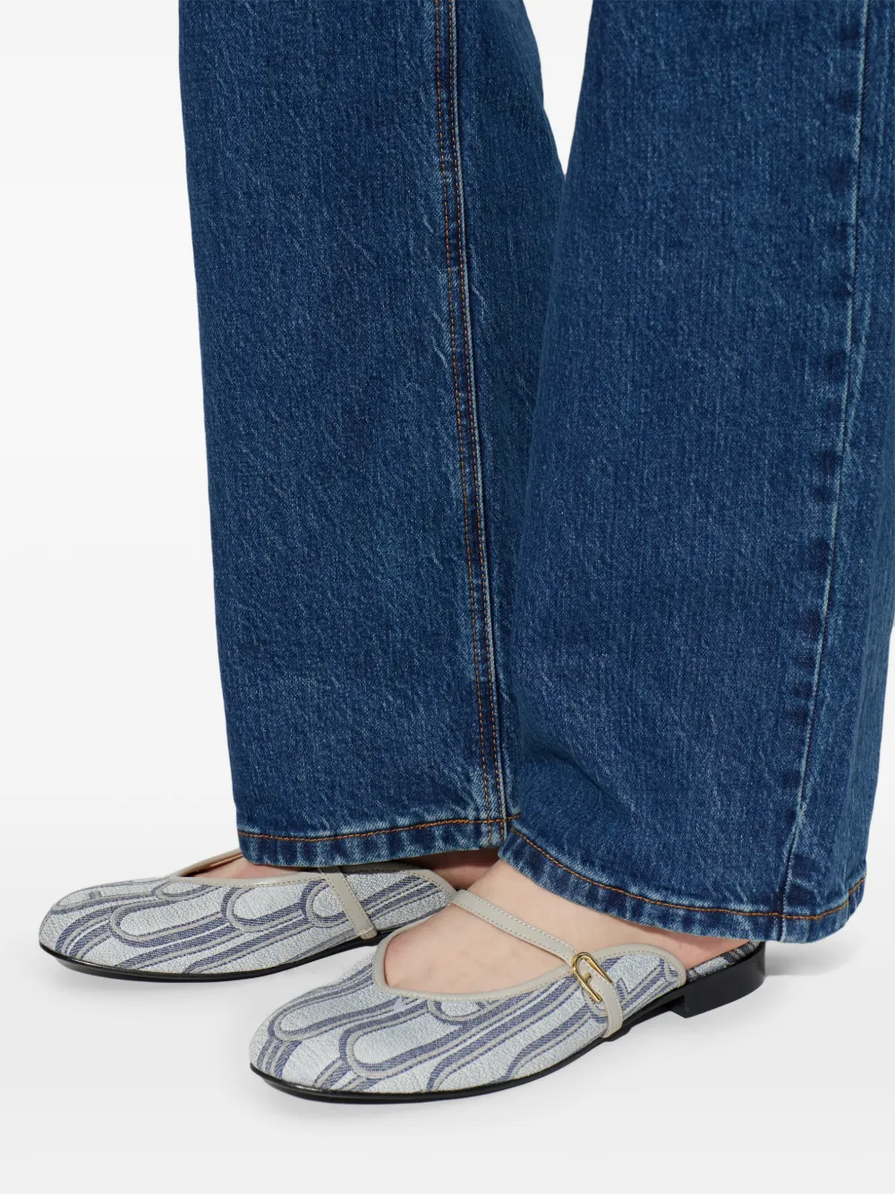 Furla Etoile leren muiltjes met bandje Blauw