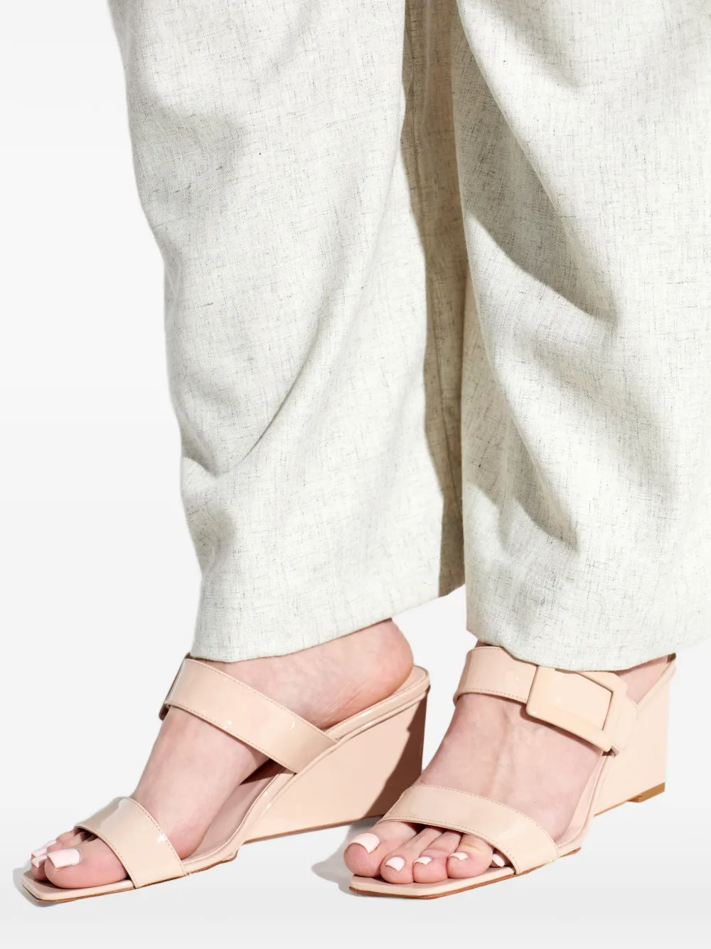 Buckle Strap Leather Sneakers