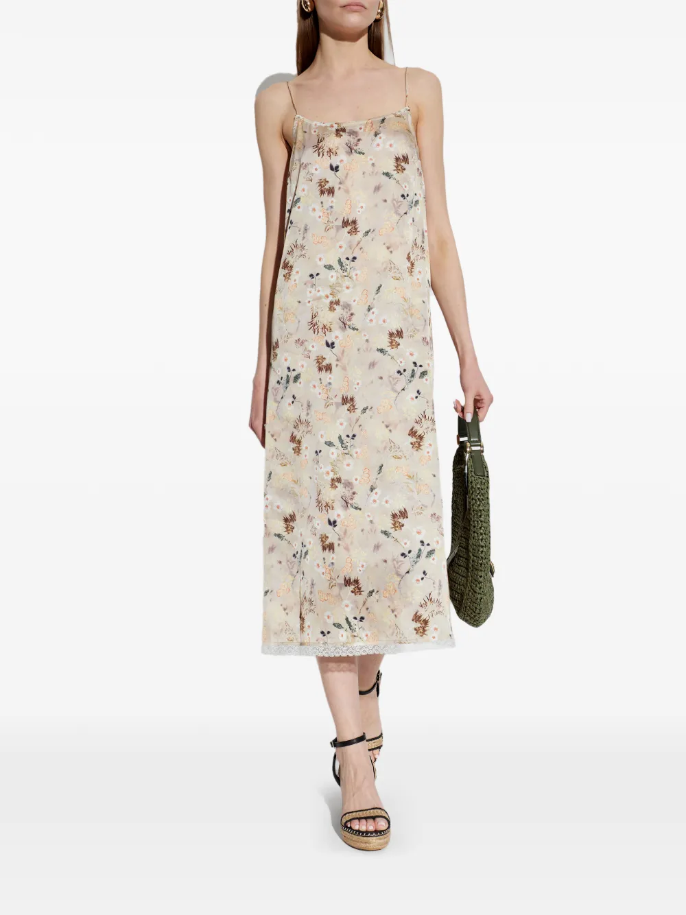 Castañer Gestreepte espadrilles met sleehak Beige