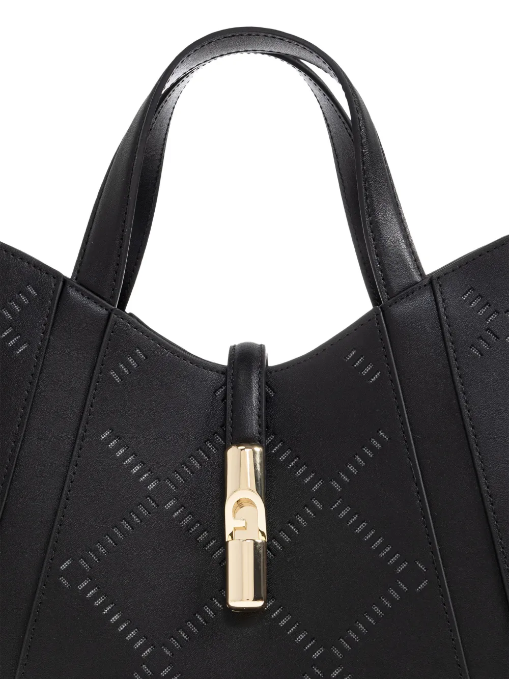 g*q様 FURLA ブラック レザーハンドバッグ　極美品 Furla Goccia レーザーカット ハンドバッグ S | ブラック | FARFETCH JP