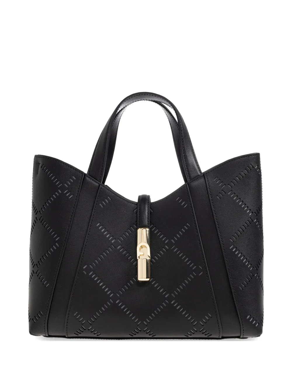 Furla Goccia laser-cut top handle small tote bag - Nero