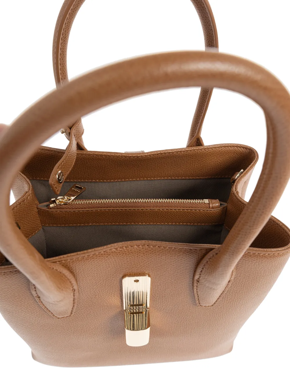 Furla Goccia leren kleine shopper met handgreep Bruin