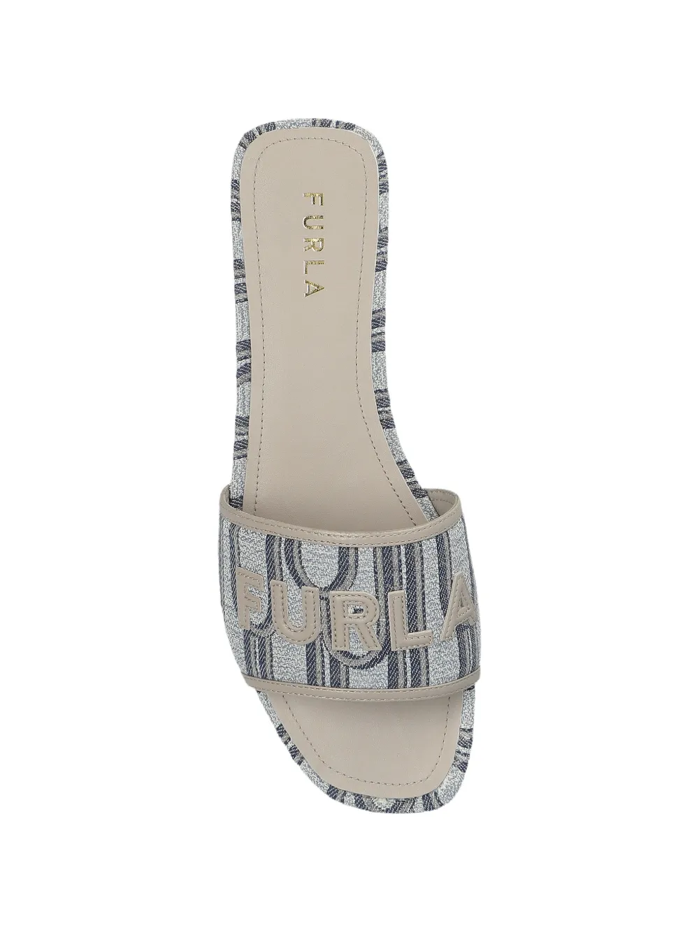 Furla Gestreepte sandalen met logo Grijs