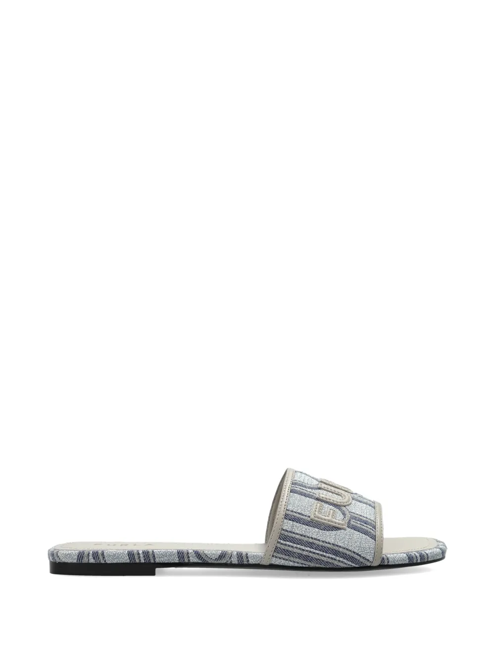 Furla logo striped flat sandals - Grigio