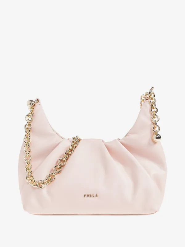 FURLAフルラ チェーンショルダーバッグ レザー パステルピンク 