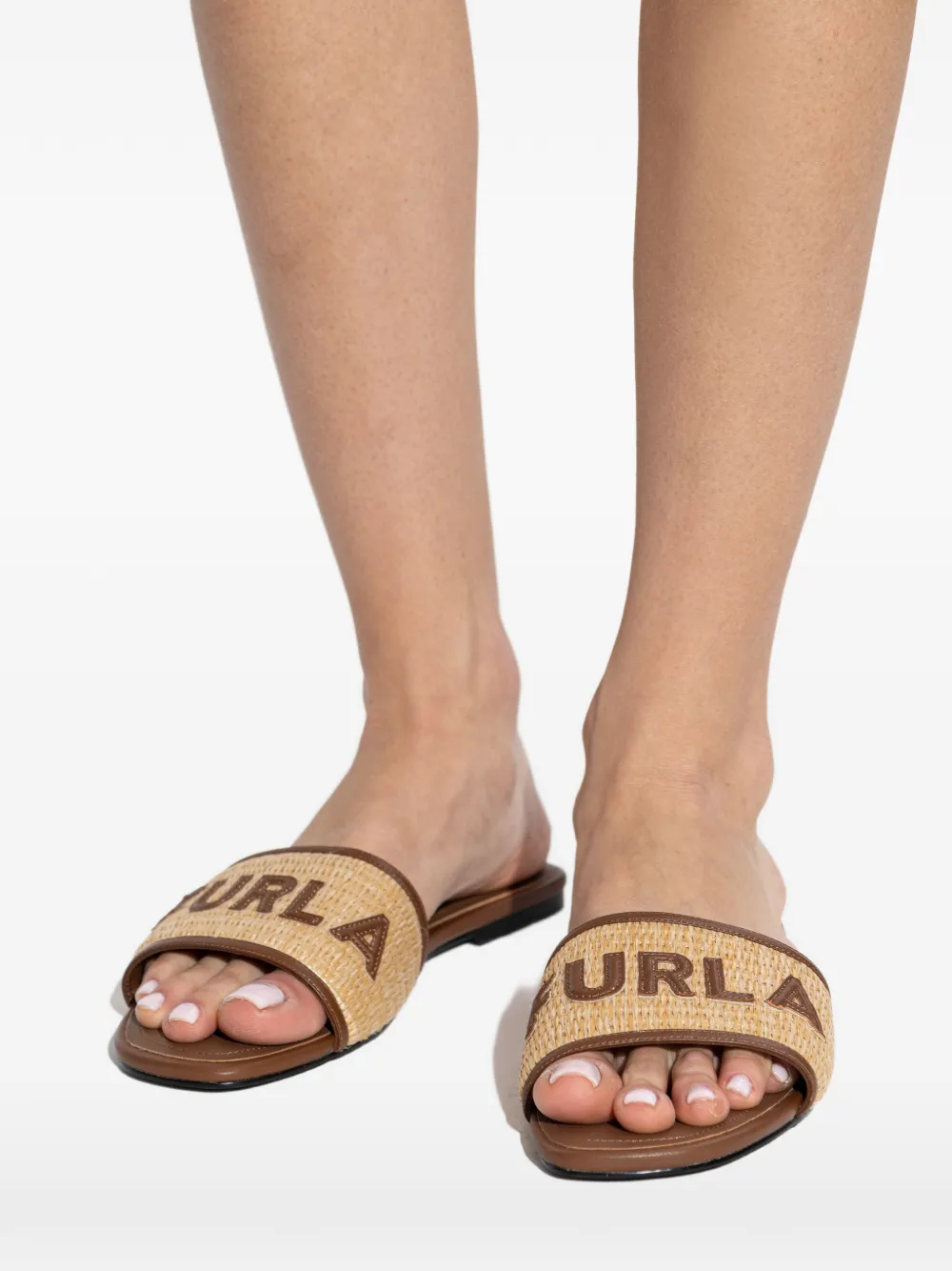 Furla Slippers met logo Beige