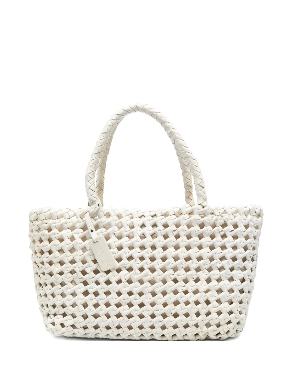 VISONA` Regina woven tote bag - Bianco