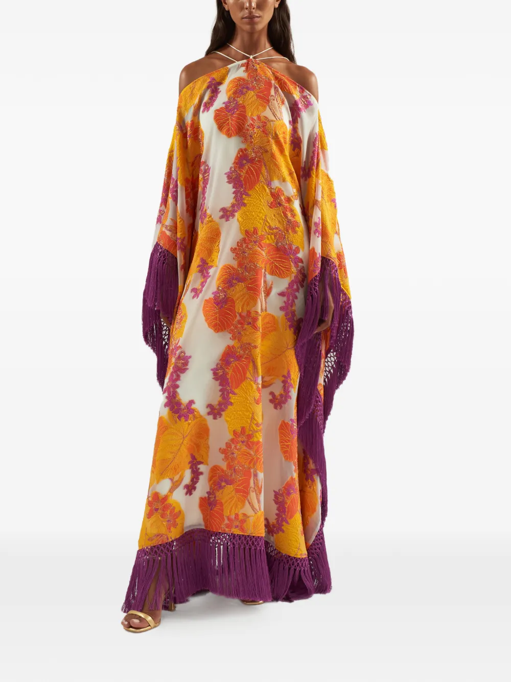 Taller Marmo Tallulah tuniek met bloemenprint en franje Geel