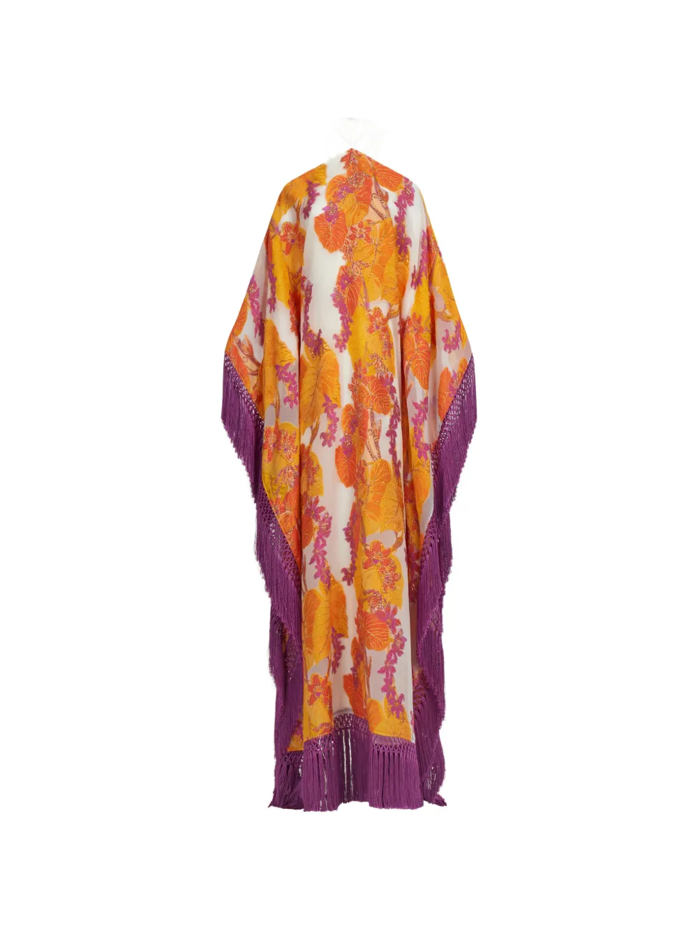 Taller Marmo Tallulah floral print fringe kaftan dress - Yellow
