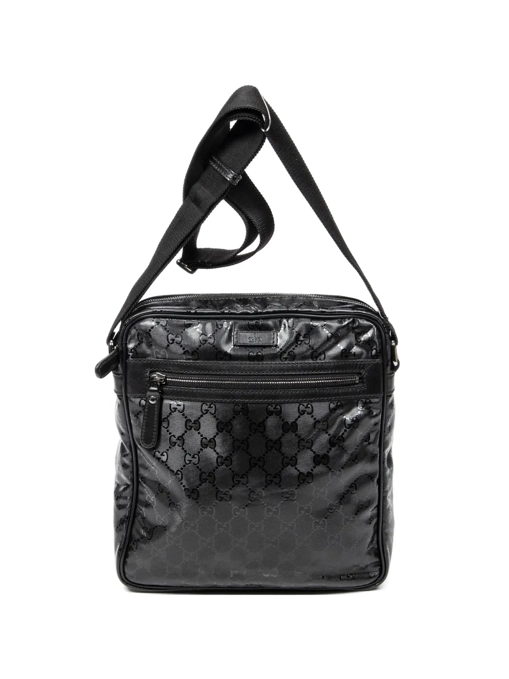 Gucci Pre-Owned Front Zip Messenger logo-pattern shoulder bag - Nero