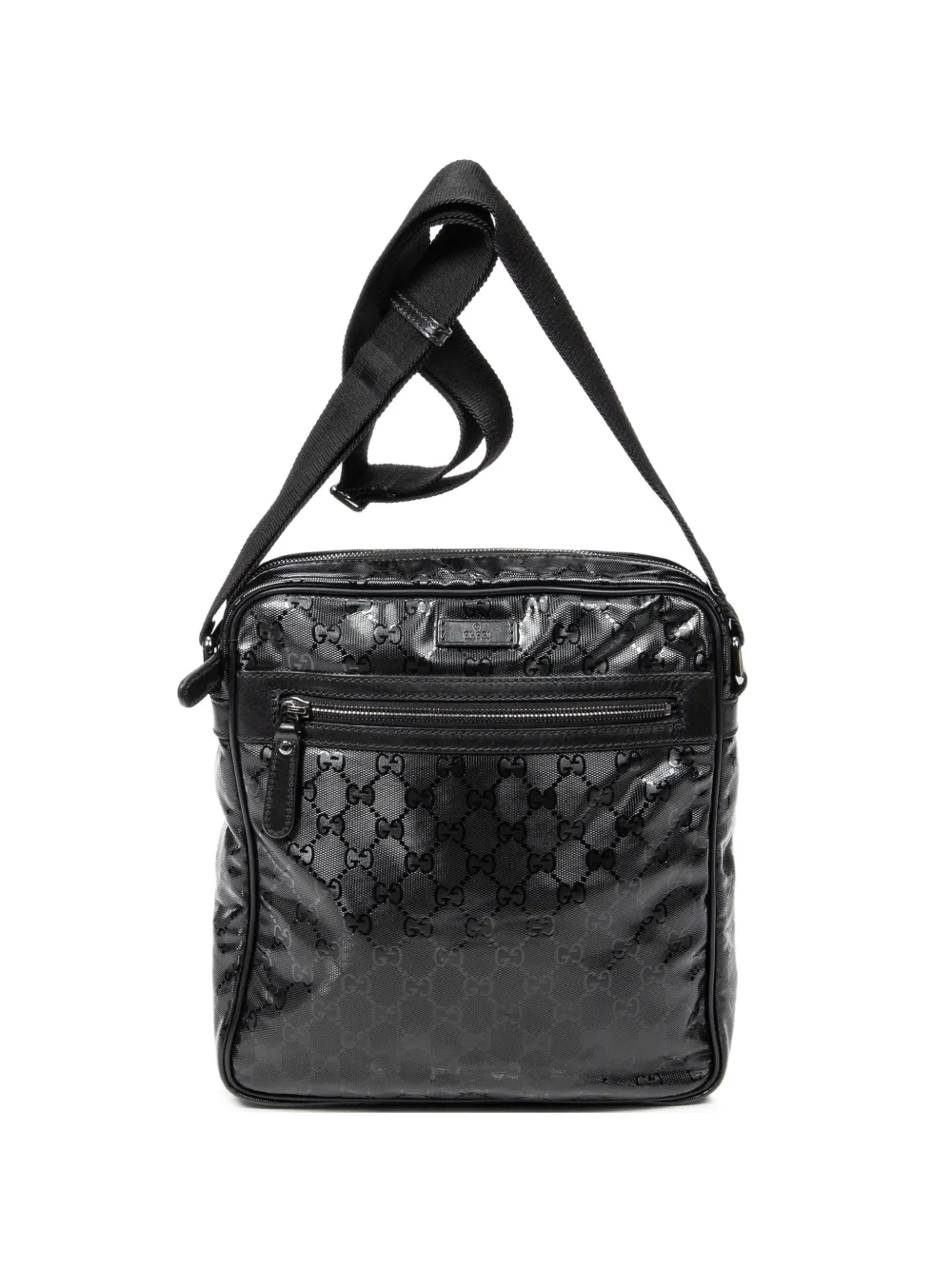 Gucci Pre-Owned Front Zip Messenger logo-pattern shoulder bag - Nero