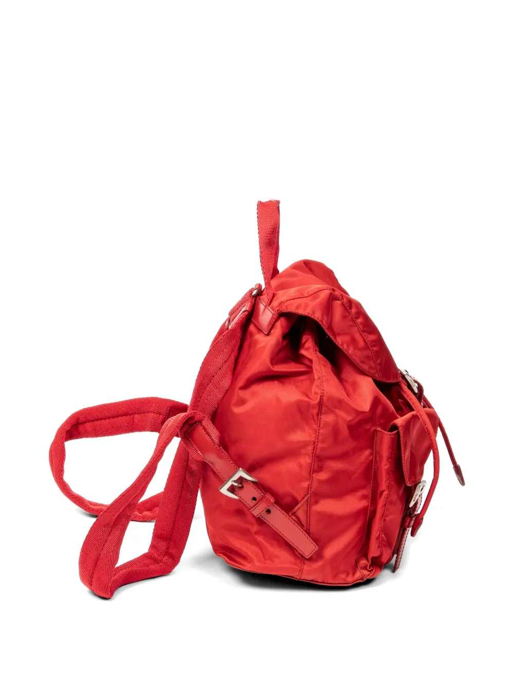 Pre-owned Prada Triangle-logo Backpack In Red