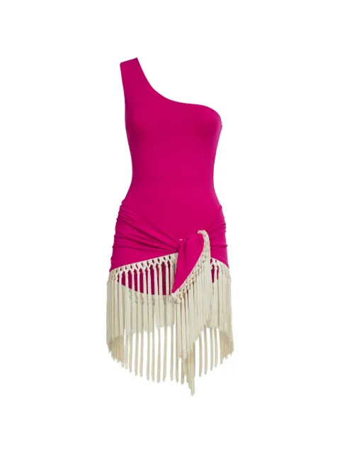 Taller Marmo Yacare one-shoulder fringed swimsuit