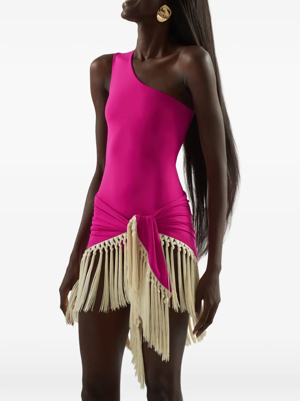Taller Marmo Yacare asymmetrisch badpak met franje Roze