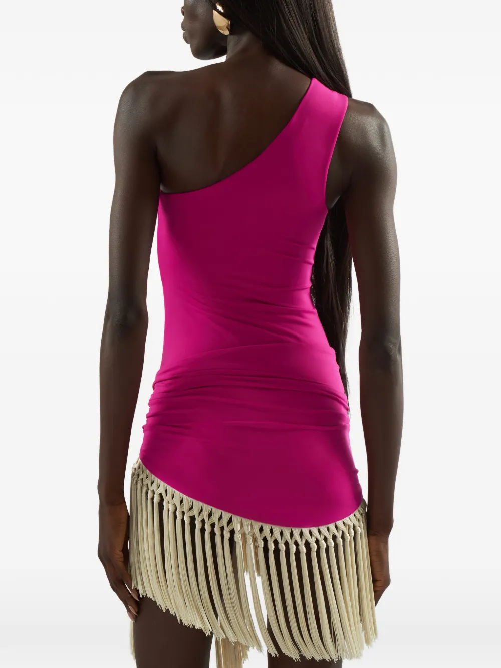 Taller Marmo Yacare asymmetrisch badpak met franje Roze