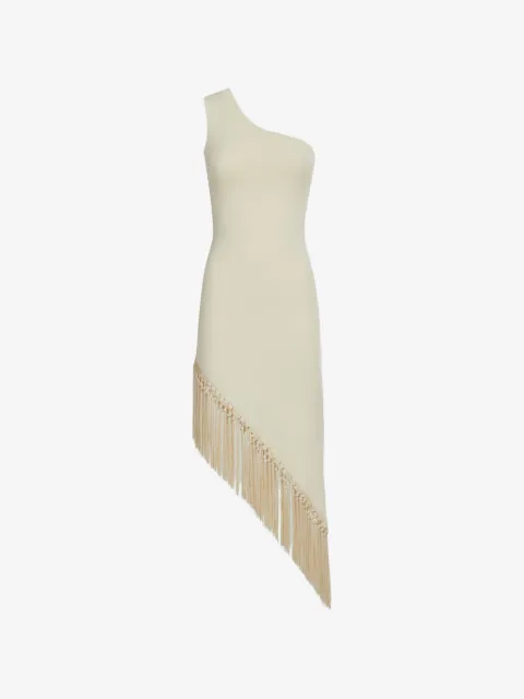 Taller Marmo Yacare fringed one-shoulder dress